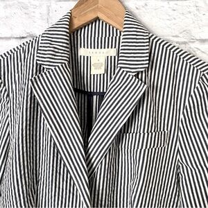 Sandro Striped Seersucker Jacket Blazer 100% Cotton Nautical Business Womens S